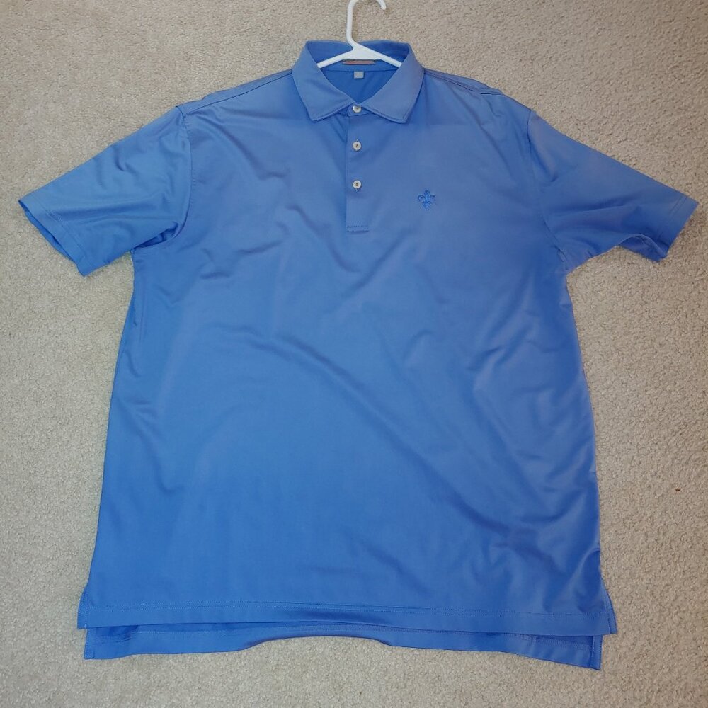 Peter Millar Summer Comfort Short Sleeves Embroidered Logo Polo Shirt Sz L Blue
